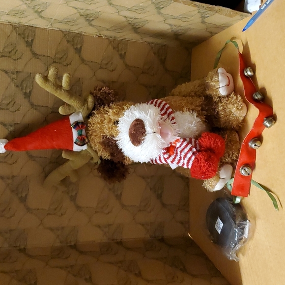 Reindeer small dog Christmas outfit.